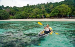 Fun in Phuket on the clear kayak adventures on the sea.